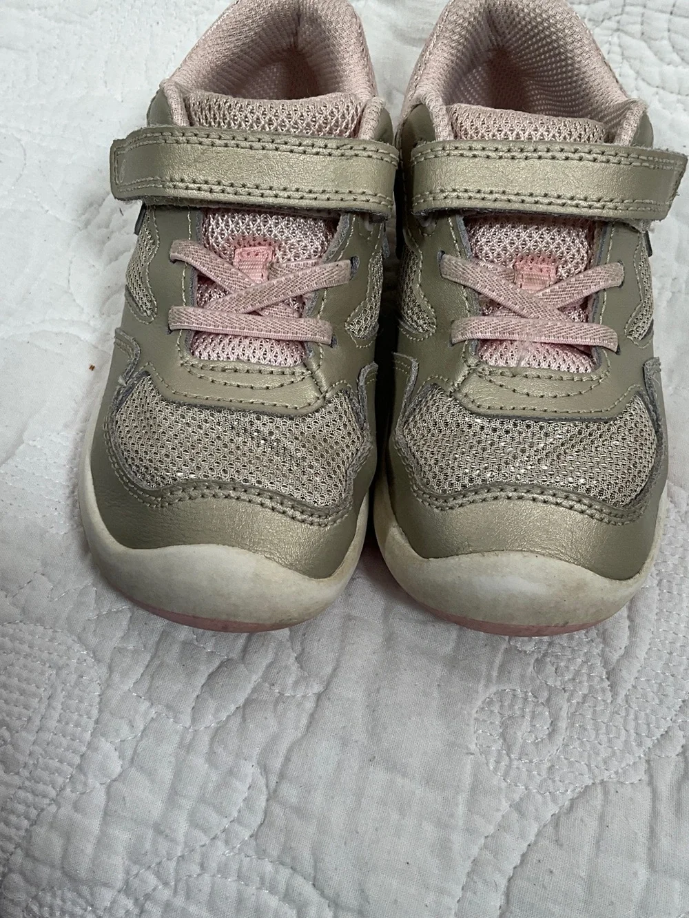Kids Athletic Sneakers in Taupe and Pink - Comfortable Everyday Shoes